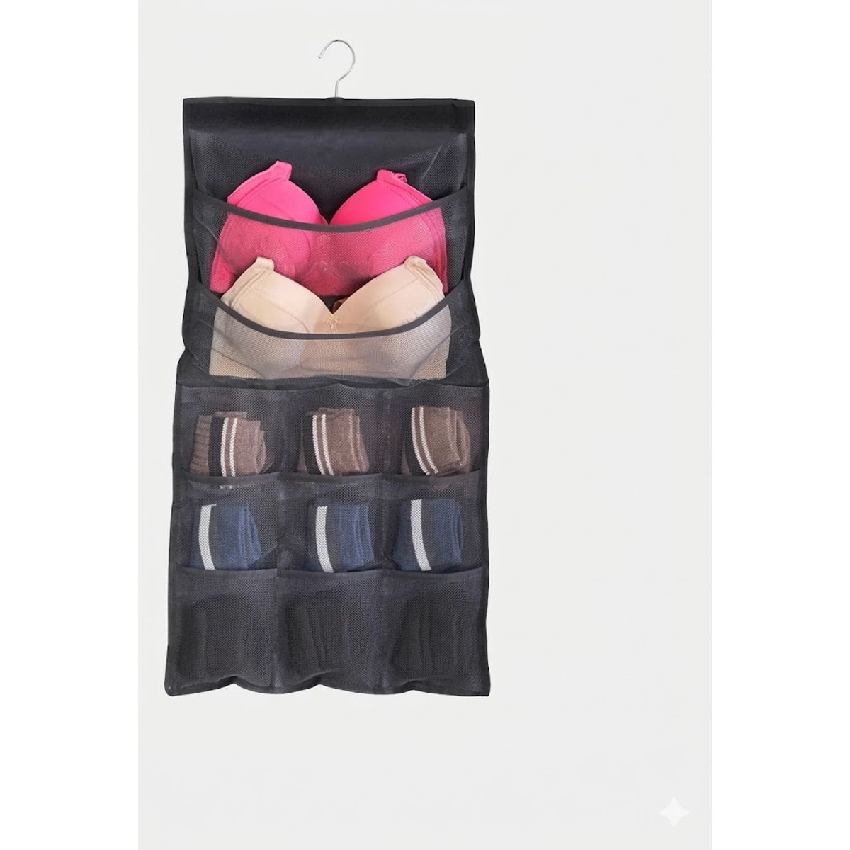 GENERICO - Organizador Colgante Sostenes Calcetas Ropa Interior 5 niveles en Negro