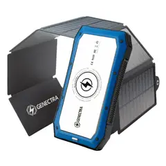 GENECTRA - Pack Cargador Solar Power Bank 20000mah + Panel Solar 10w