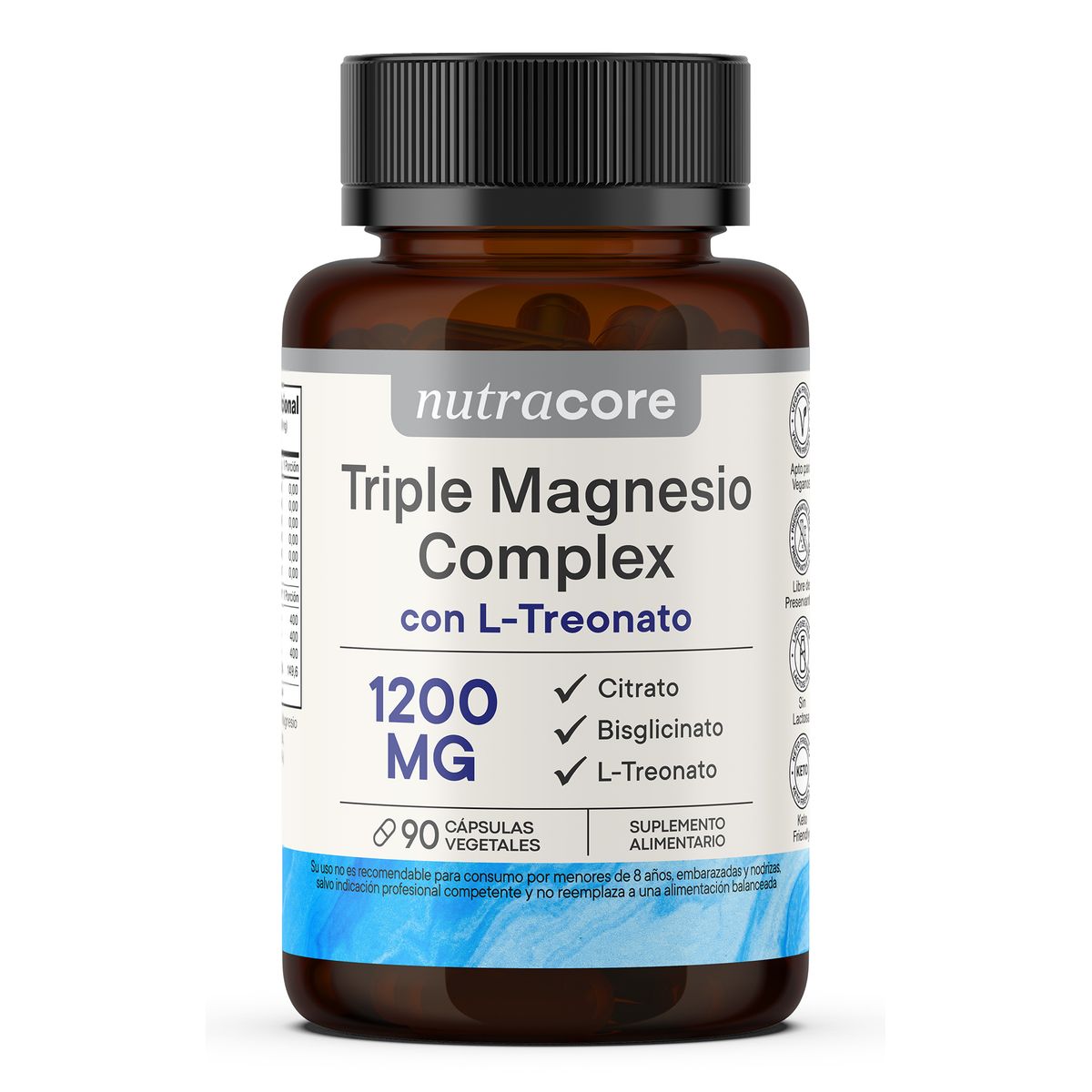 NUTRACORE - Triple Magnesio Complex 1200mg - 90 Cápsulas Vegetales - Nutracore