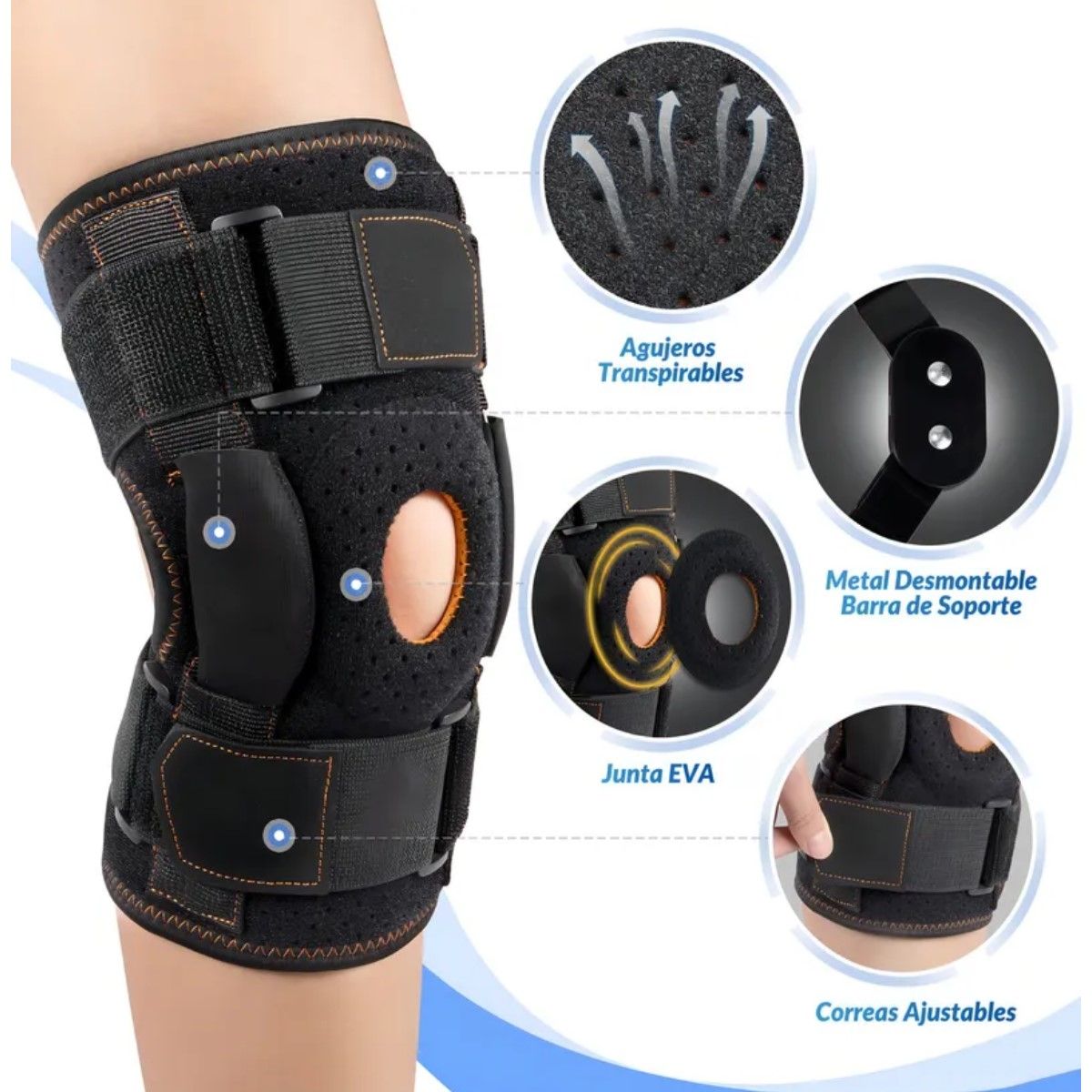 GENERICO - Rodilleras Neopreno Unisex Con Placas De Acero Para Fitness Color Negro Talla M BELUG