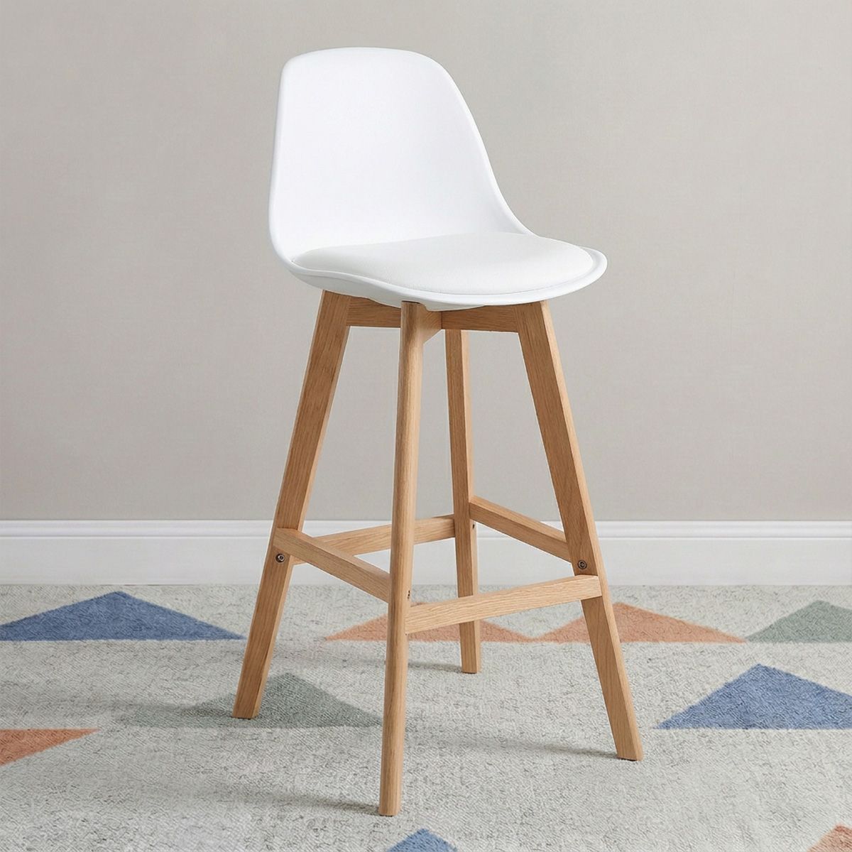 VENHOOUSE - Taburete Piso Bar Acolchado Altura 65cm Eames Tulip Blanco