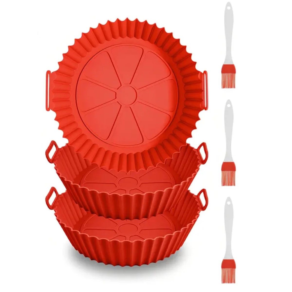 GENERICO - Bandeja Silicona Para Freidora Aire Reutilizable Roja Pack 3 BELUG