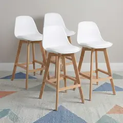 VENHOOUSE - Pack 4 Taburetes Piso Bar Acolchado Altura 65cm Eames Tulip Blanco