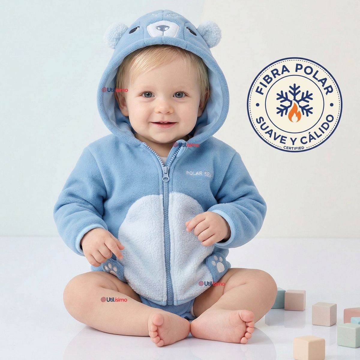 JUMP KIDS - Polerón Polar Con Capucha Invierno Bebé Niño Arctic Bear
