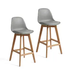 VENHOOUSE - Pack 2 Taburetes Piso Bar Acolchado Altura 65cm Eames Tulip Gris