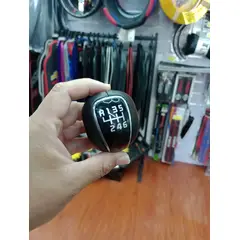GENERICO - Pomo perilla de Cuero para Palanca 6 Velocidades con reversa por primera negro con borde plata