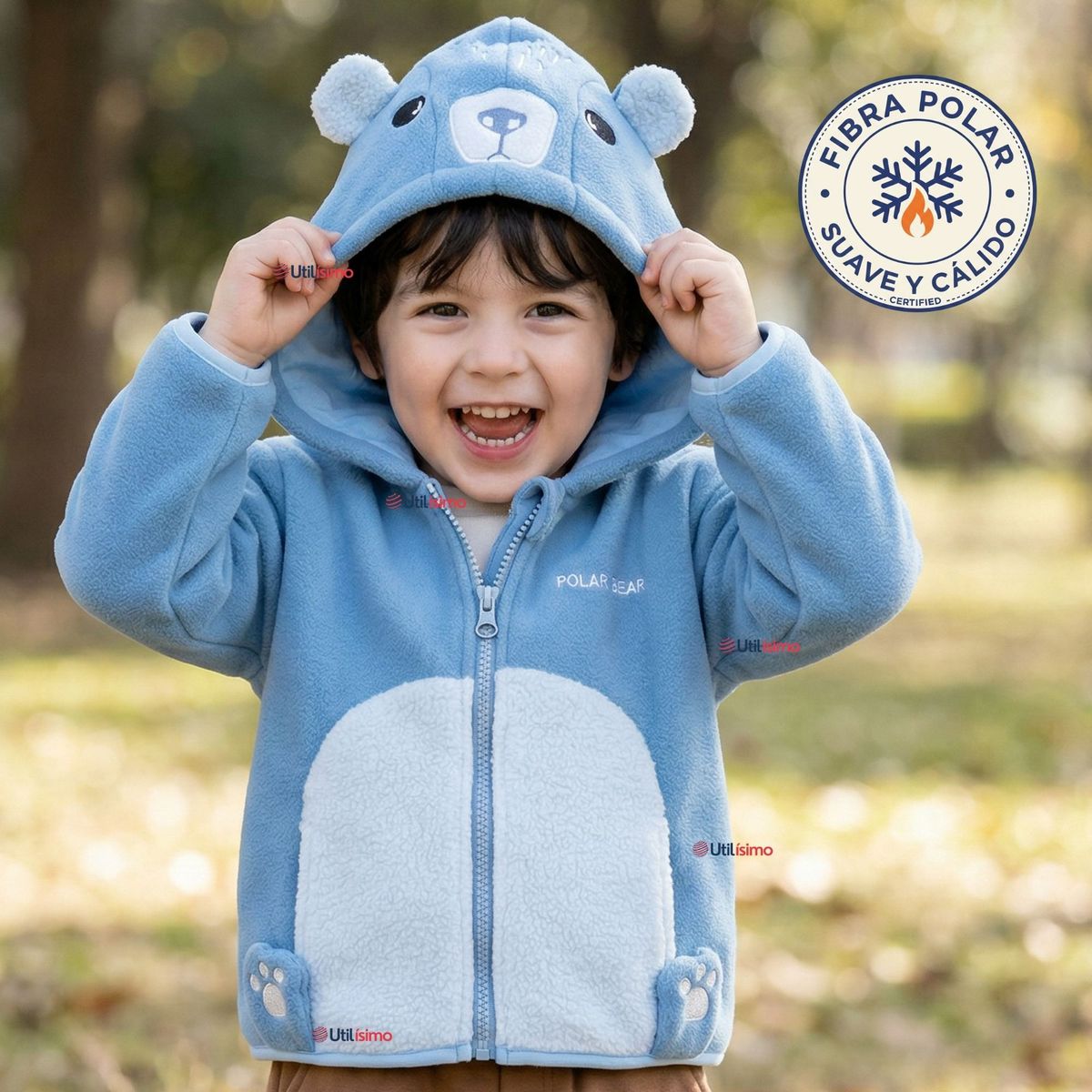 JUMP KIDS - Polerón Polar Con Capucha Invierno Bebé Niño Arctic Bear