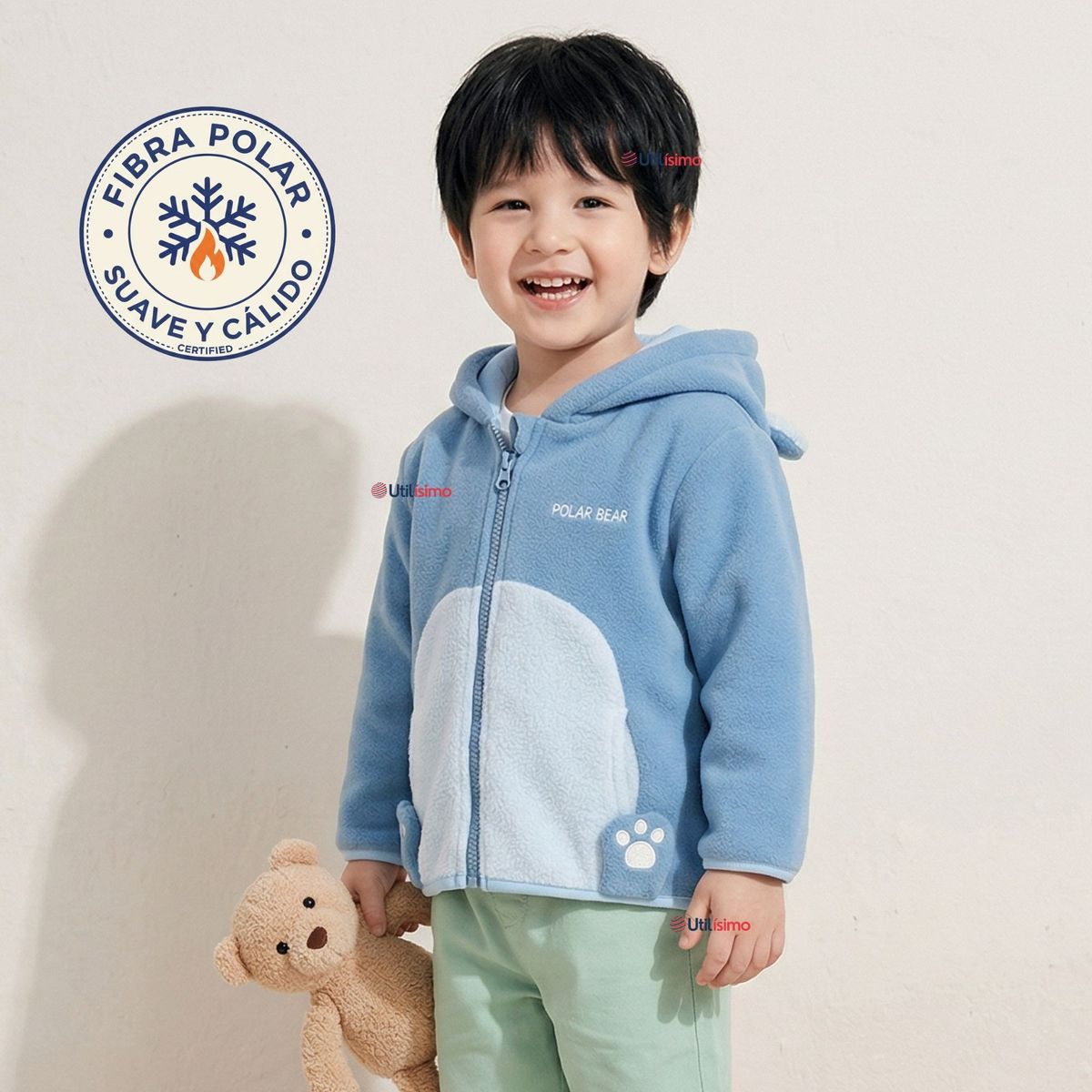 JUMP KIDS - Polerón Polar Con Capucha Invierno Bebé Niño Arctic Bear