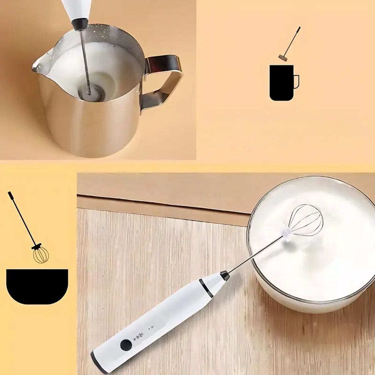 BELIDASHOP - Mini Batidor Eléctrico Recargable Espumador Café Leche
