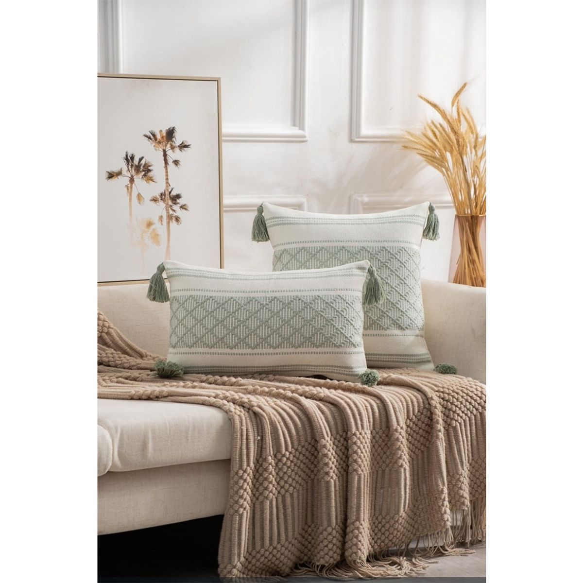 GENERICO - Fundas De Cojin Con Detalles Bordados Y Pompones