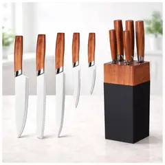 IRM - Set de cuchillos de Acero inoxidable con Base Mango Madera