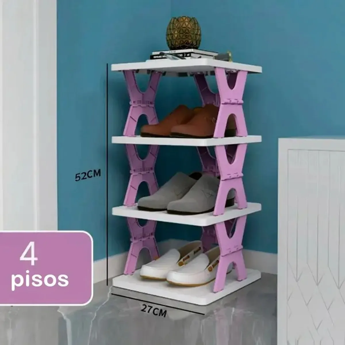 GENERICO - Organizador de Armario Zapatero Plegable 4 Niveles Color Lila