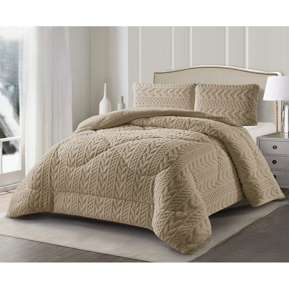 GENERICO - COBERTORES CON DISEÑOTEXTURIZADOS PARA INVIERNO SHERPAS CON CHIPORROS