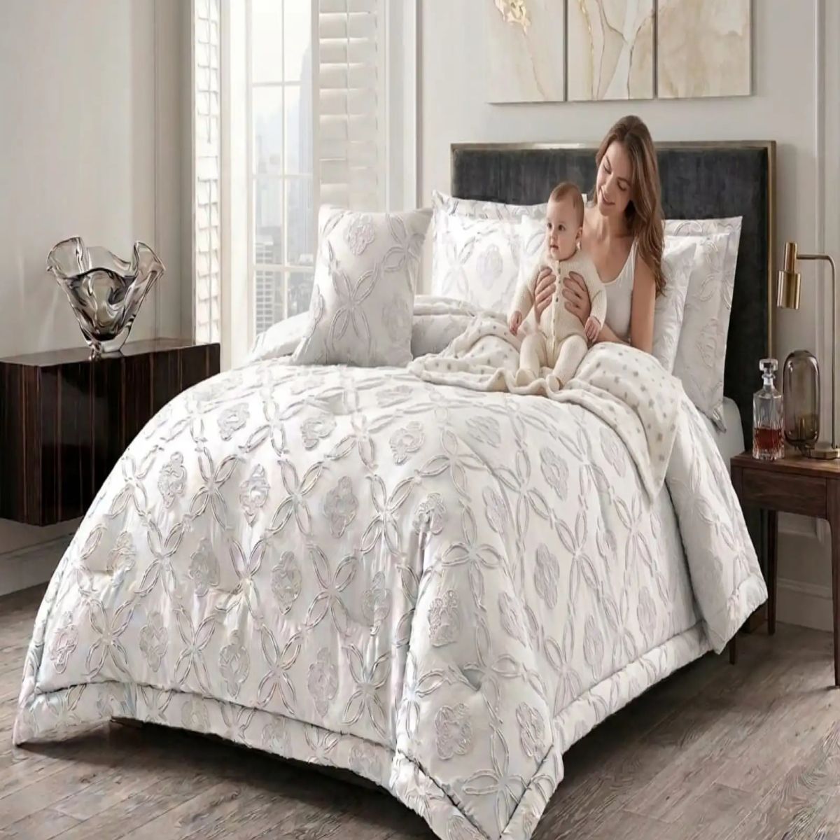 GENERICO - Cubrecama Quilt Texturizado Incluye Fundas Diseño Flores kinh