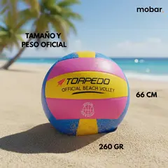 TORPEDO - Balon Voleibol Playa Beach Volley N°5 Fucsia Tamaño y Peso Oficial