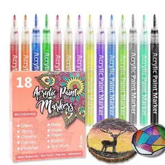 GENERICO - Lápices Acrílicos Marcadores 18 Colores Vidrio Porcelana