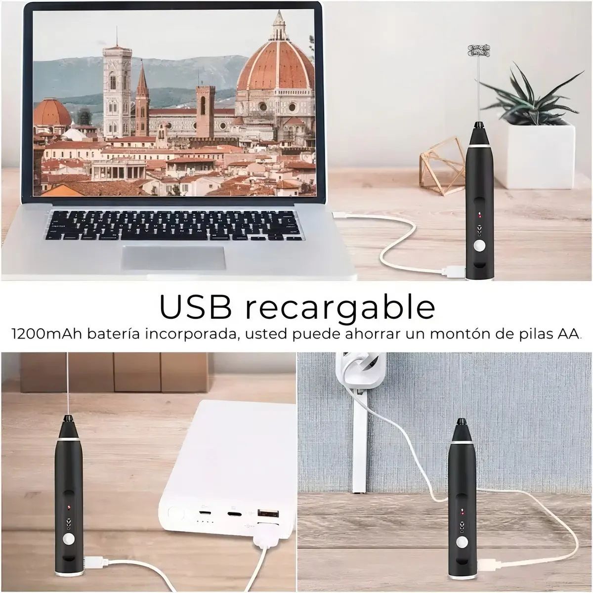 GENERICO - Mini Batidor Espumador Eléctrico Recargable Portátil Labg