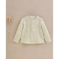 DADATI - Conjunto bebé niño camisa vichy verde pistacho y short blanco