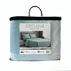 DORAL - Sábanas Polar Composé 1.5 Plazas Bicolor Celeste