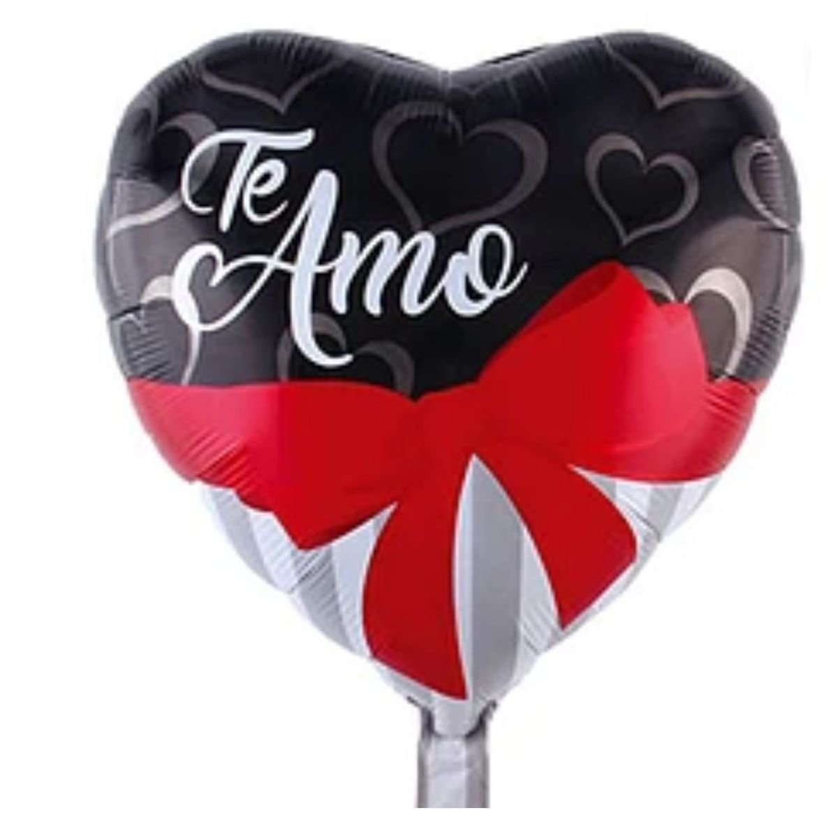 GENERICO - Globo metálico corazón con lazo Negro te amo 45cm
