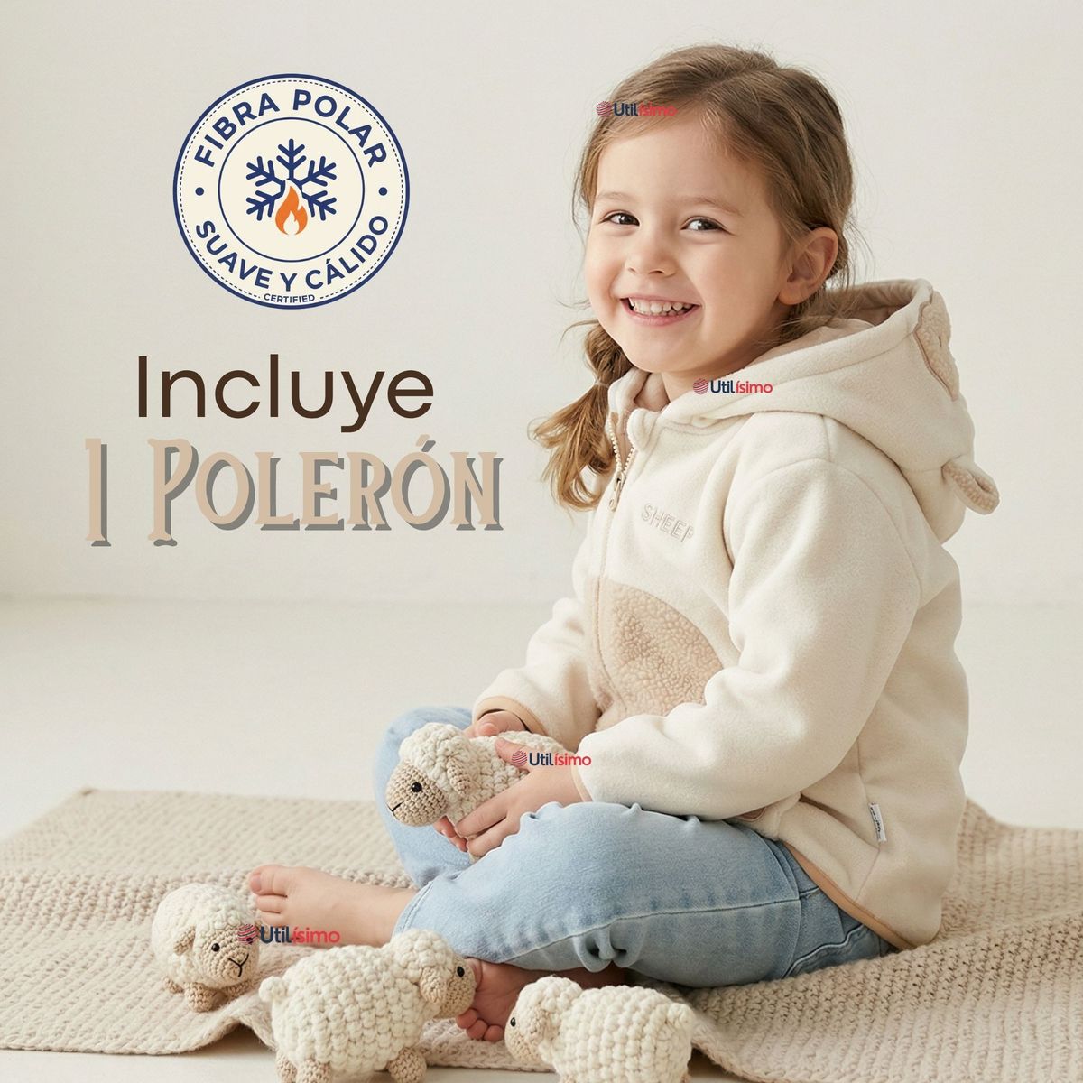 JUMP KIDS - Polerón Polar Con Capucha Invierno Bebé Niña Fluffy Sheep