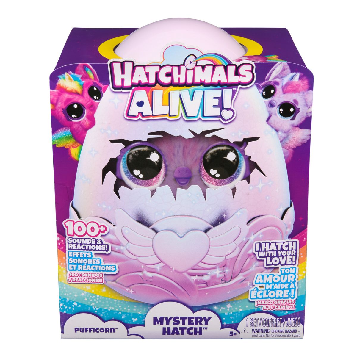 HATCHIMALS - Mascota Interactiva Pufficorn Niebla Luces Sonido Hatchimals