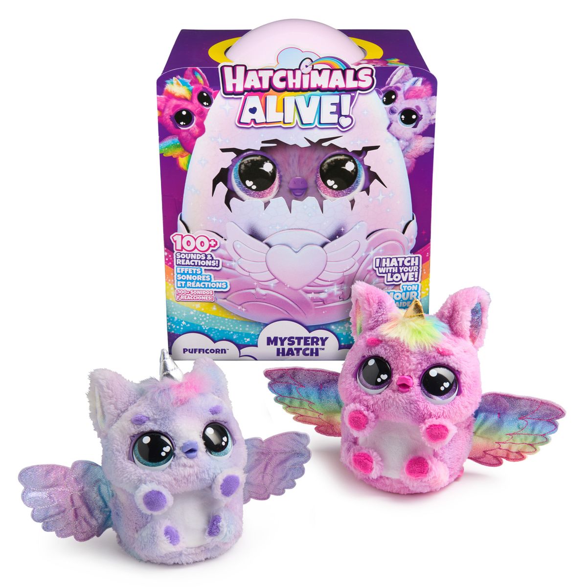 HATCHIMALS - Mascota Interactiva Pufficorn Niebla Luces Sonido Hatchimals