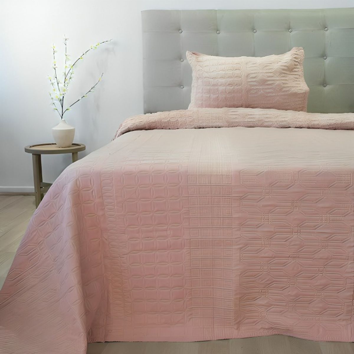 DORAL - Quilt Hotpress Viena Con Sherpa 2 Plazas  Rosa Viejo  Doral