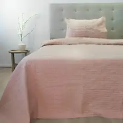 DORAL - Quilt Hotpress Viena Con Sherpa 2 Plazas Rosa Viejo