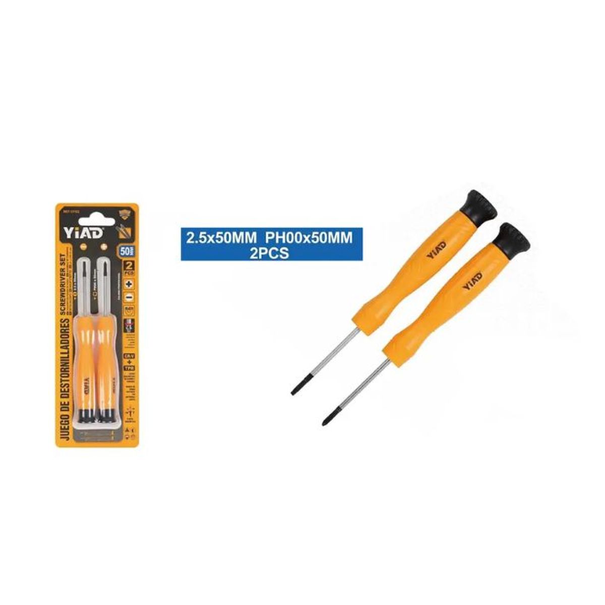 GENERICO - JUEGO DE DESTORNILLADORES 2PCS PUNTA ESTRELLA Y PALETA MAGNETICA