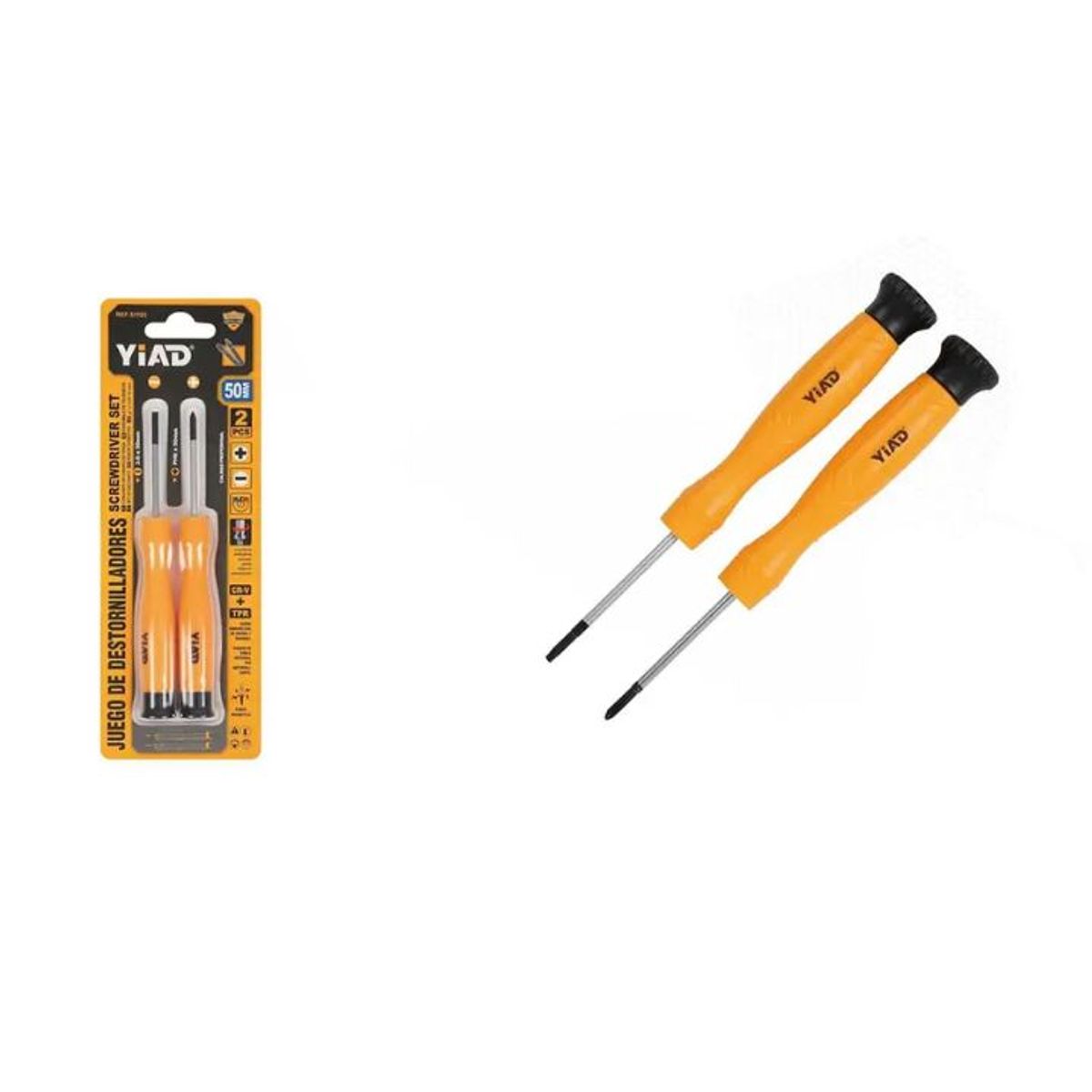 GENERICO - JUEGO DE DESTORNILLADORES 2PCS PUNTA ESTRELLA Y PALETA MAGNETICA