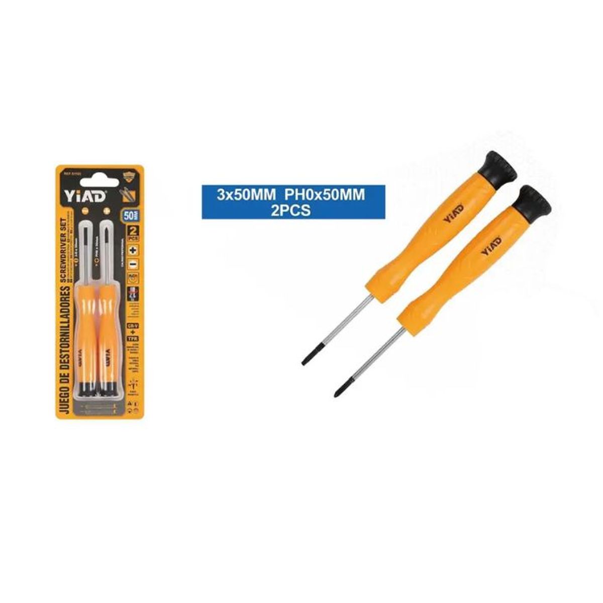 GENERICO - JUEGO DE DESTORNILLADORES 2PCS PUNTA ESTRELLA Y PALETA MAGNETICA