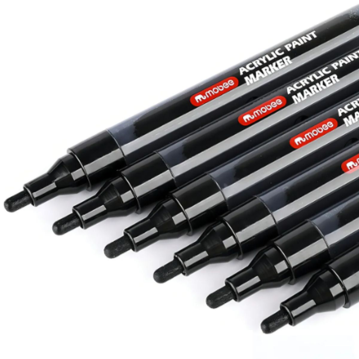 GENERICO - Set 6 Marcadores Acrílicos Mobee Negro para Múltiples Superficies