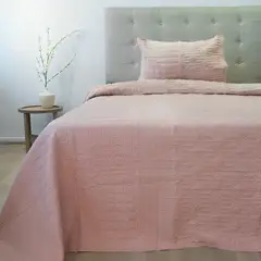 DORAL - Quilt Hotpress Viena Con Sherpa 1.5 Plazas Rosa Viejo