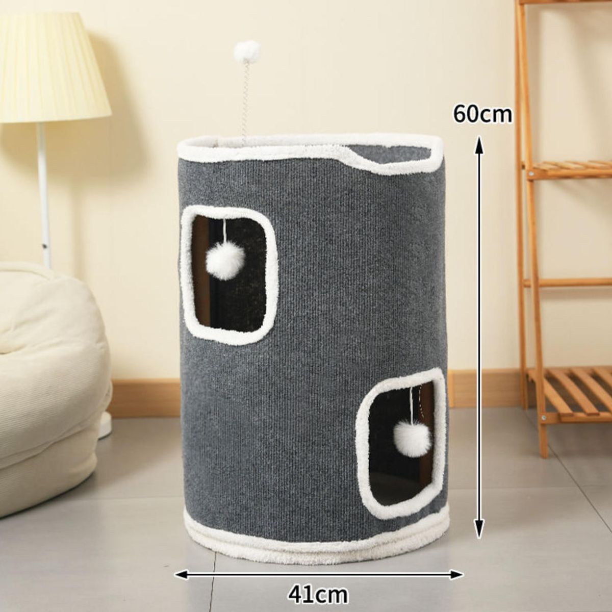 KINDA NICE - Cama Casa Para Gatos Diseño Dos Niveles Con Juguete