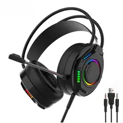 GENERICO - Cascos Para PC Con Cable USB Y Conector 3.5 mm