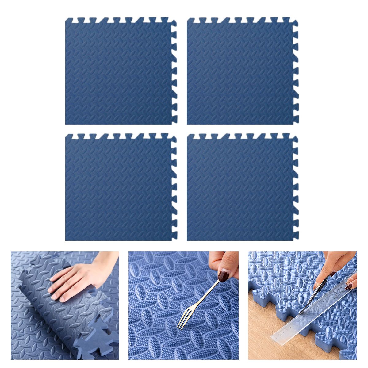 KINDA NICE - Alfombrillas De Espuma Para El Suelo Para Bebés Pack De 4 Azul
