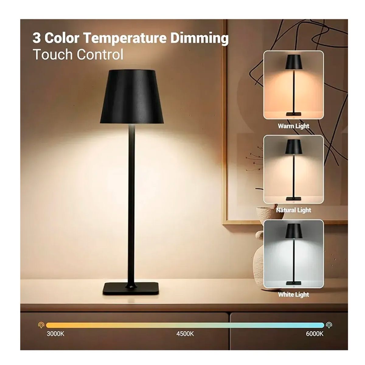 GENERICO - Lámpara Touch Usb Decorativa Portátil Ajustable negro