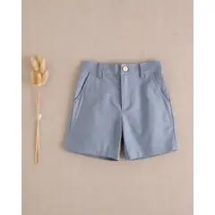 DADATI - Bermuda niño de lino azul pastel oscuro