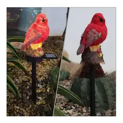 GENERICO - Estatuas De Pajaro Rojo Luces De Estaca De Jardín Solar