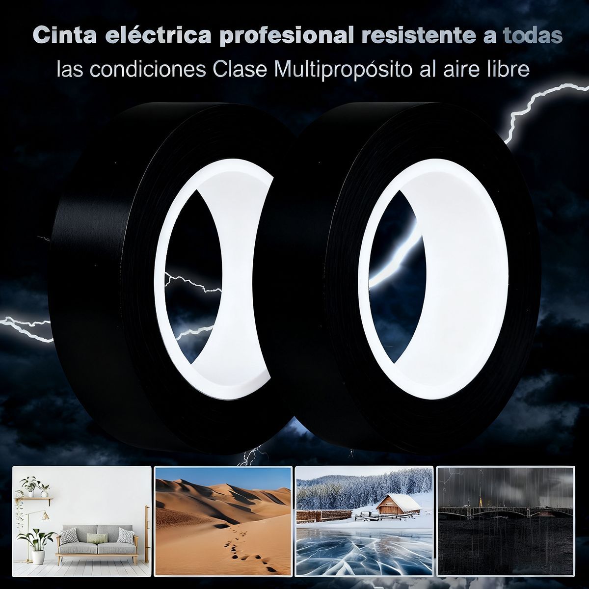 5 Rollos Cinta Eléctrica Multiusos Color Negro 18 Mm X 20 M, marca GENERICO - Foto 2