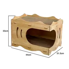 GENERICO - Cama Casa De Madera Para Gatos Con Rascador Interno