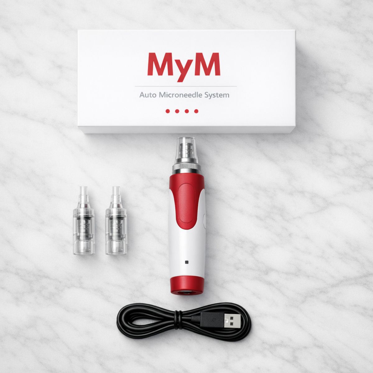 MOVI - Dermapen MyM Auto Microneedle System – Kit Uso Personal con 2 Cartuchos y Cable USB