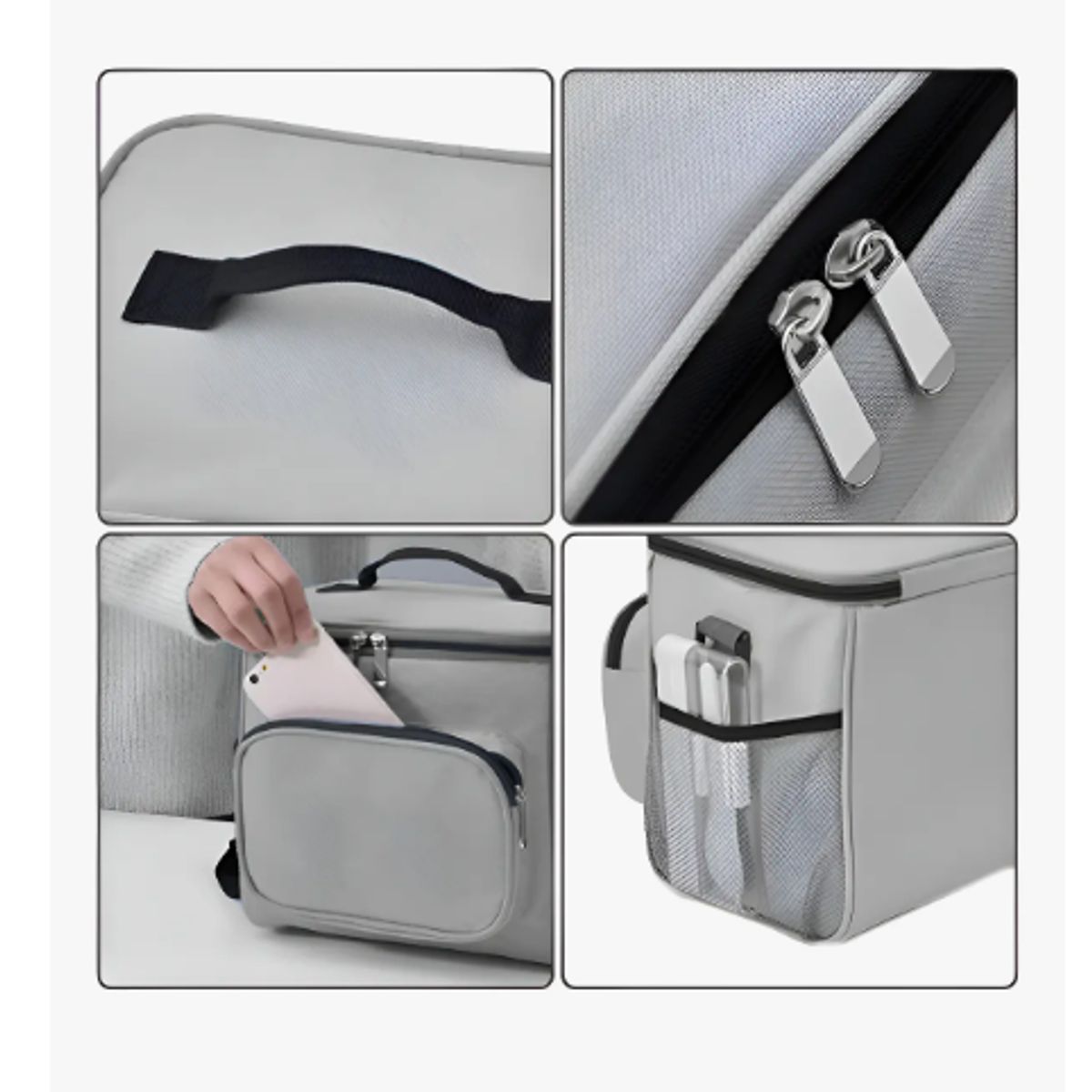 GENERICO - Lonchera Térmica Escolar Portátil Bolso Térmico Tela Oxford 26x18x23cm Color Gris