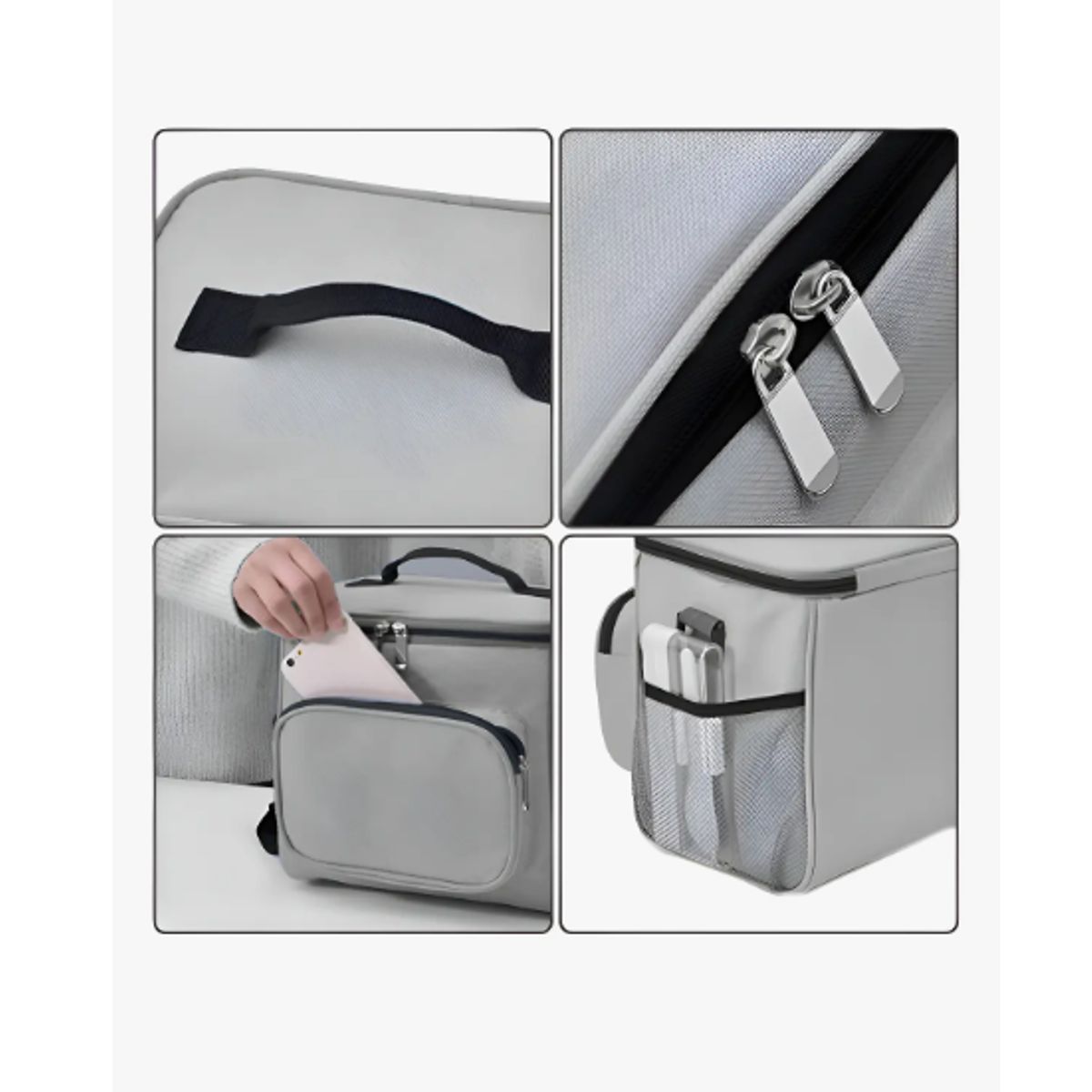 GENERICO - Lonchera Térmica Escolar Portátil Bolso Térmico Tela Oxford 26x18x23cm Color Gris