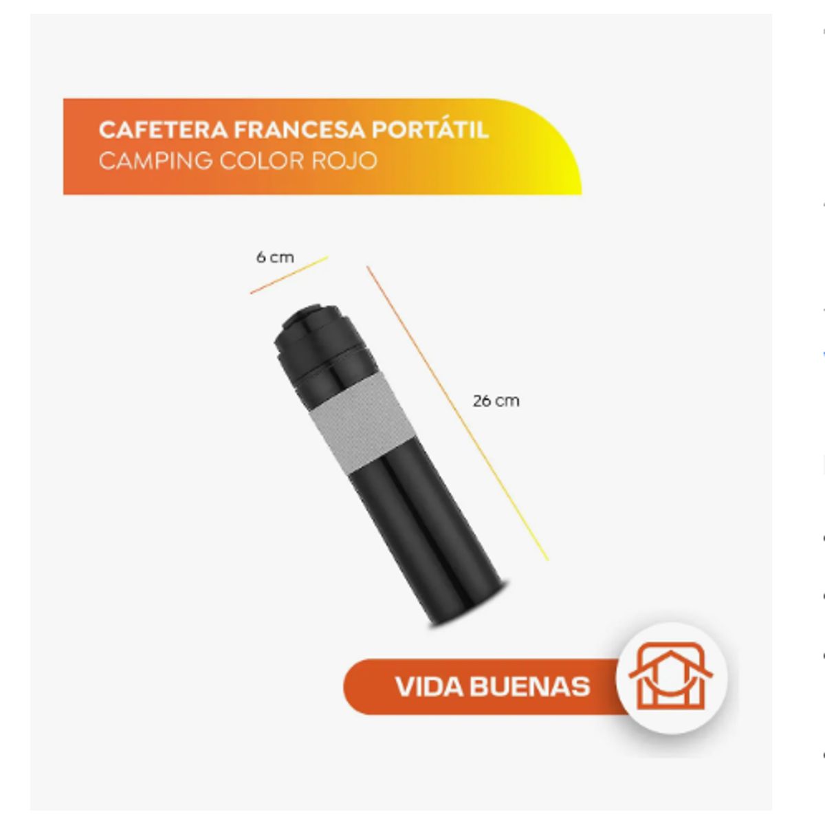 GENERICO - Termo Cafetera Portátil Prensa Francesa, Portátil Camping Color Negro