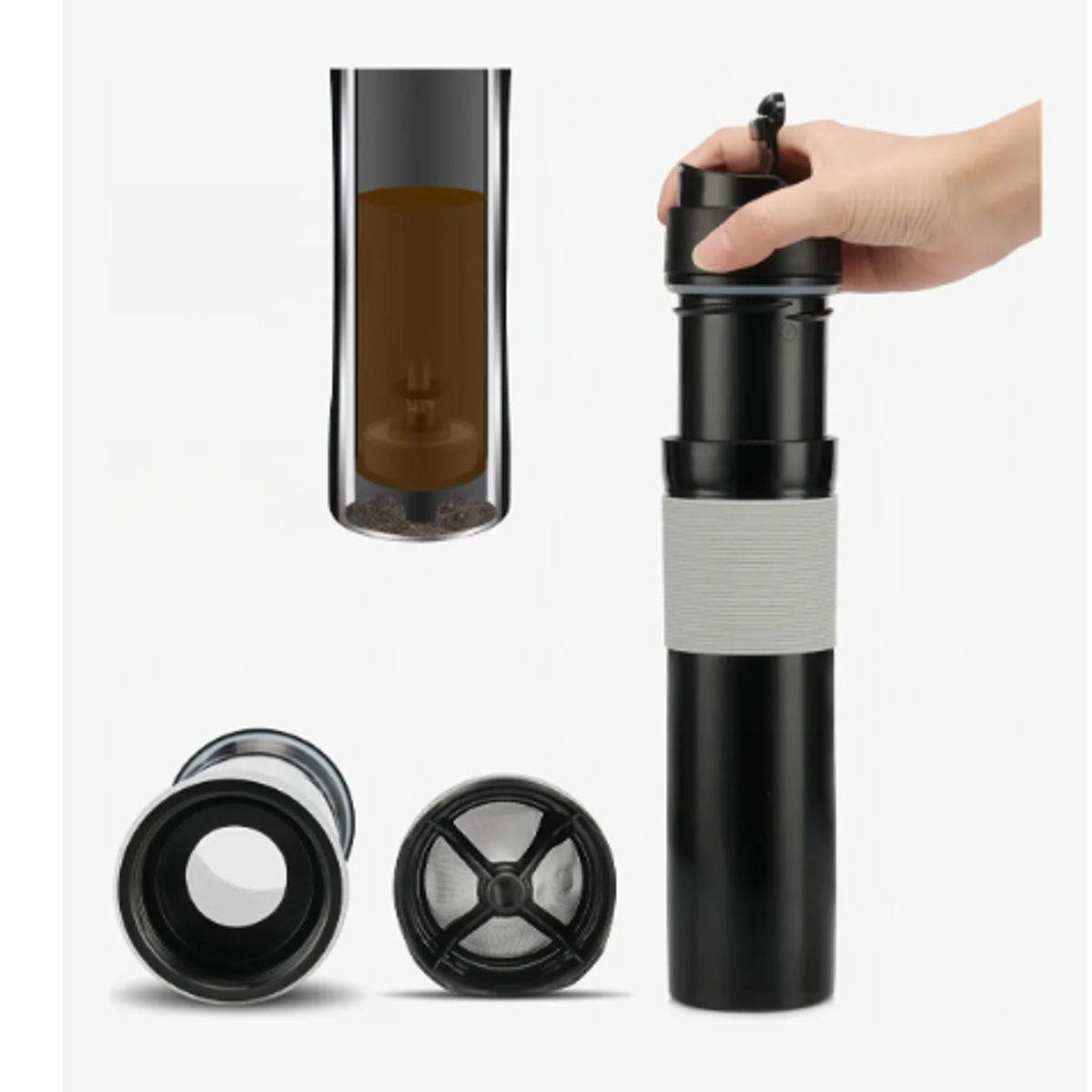 GENERICO - Termo Cafetera Portátil Prensa Francesa, Portátil Camping Color Negro