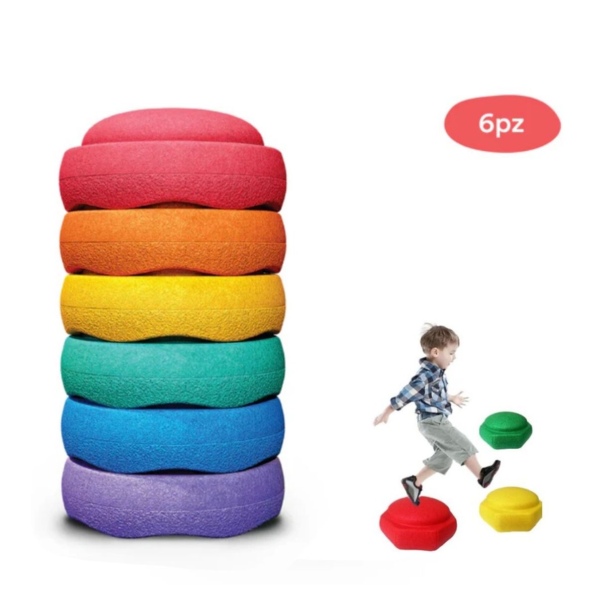 KUANGYE - Piedras De Rio Equilibrio Niños Anti Deslizantes Set De 6 ,27x27CM Juego Sensorial Seguro Liviano