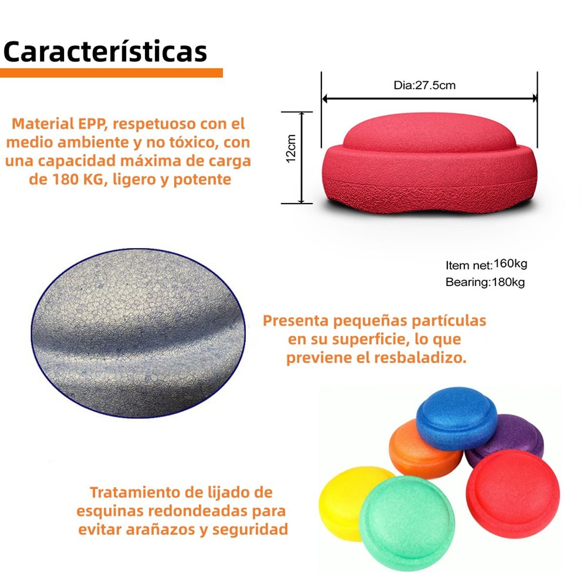 KUANGYE - Piedras De Rio Equilibrio Niños Anti Deslizantes Set De 6 ,27x27CM Juego Sensorial Seguro Liviano