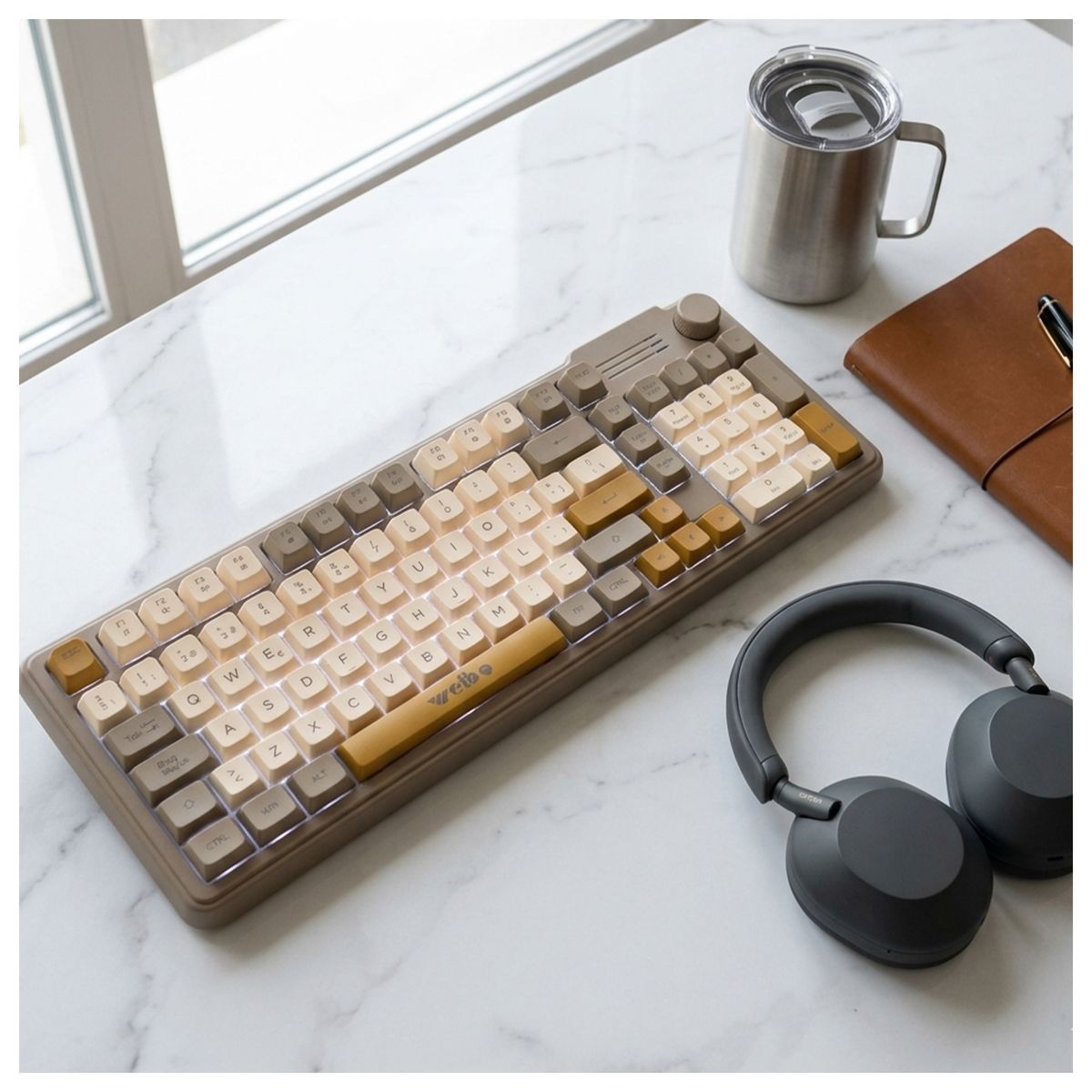 MALIK - Teclado RGB con control de luz WB-222 Café